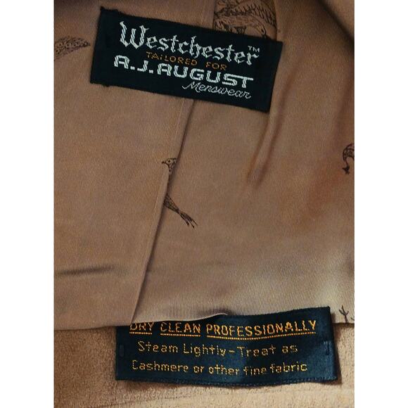 VNTG Westchester Suede Leather Men's Large Tan Vest for A.J. August - Picture 5 of 9